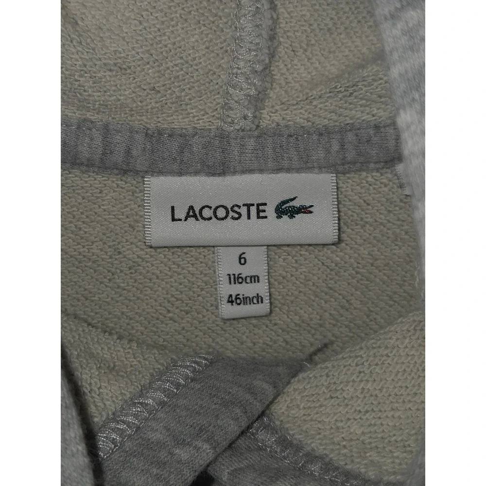 Lacoste Kids Sweatshirt Hoodie Gray Pullover Big Gator‎ Size S (6)